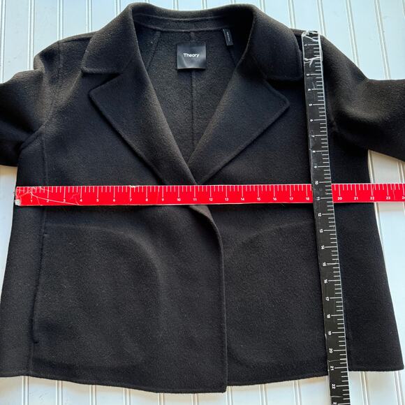 Theory Sileena Cashmere Black Soft Open front Jacket size L - Picture 7 of 9
